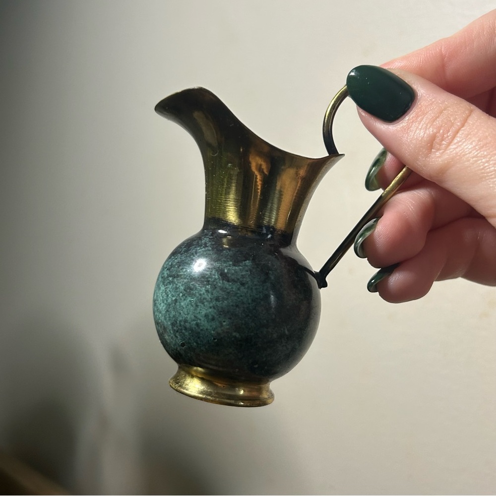 Vintage Green and Gold Decorative Mini Pitcher